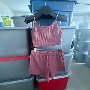 Pink Ribbed Tank and Shorts Set p16
